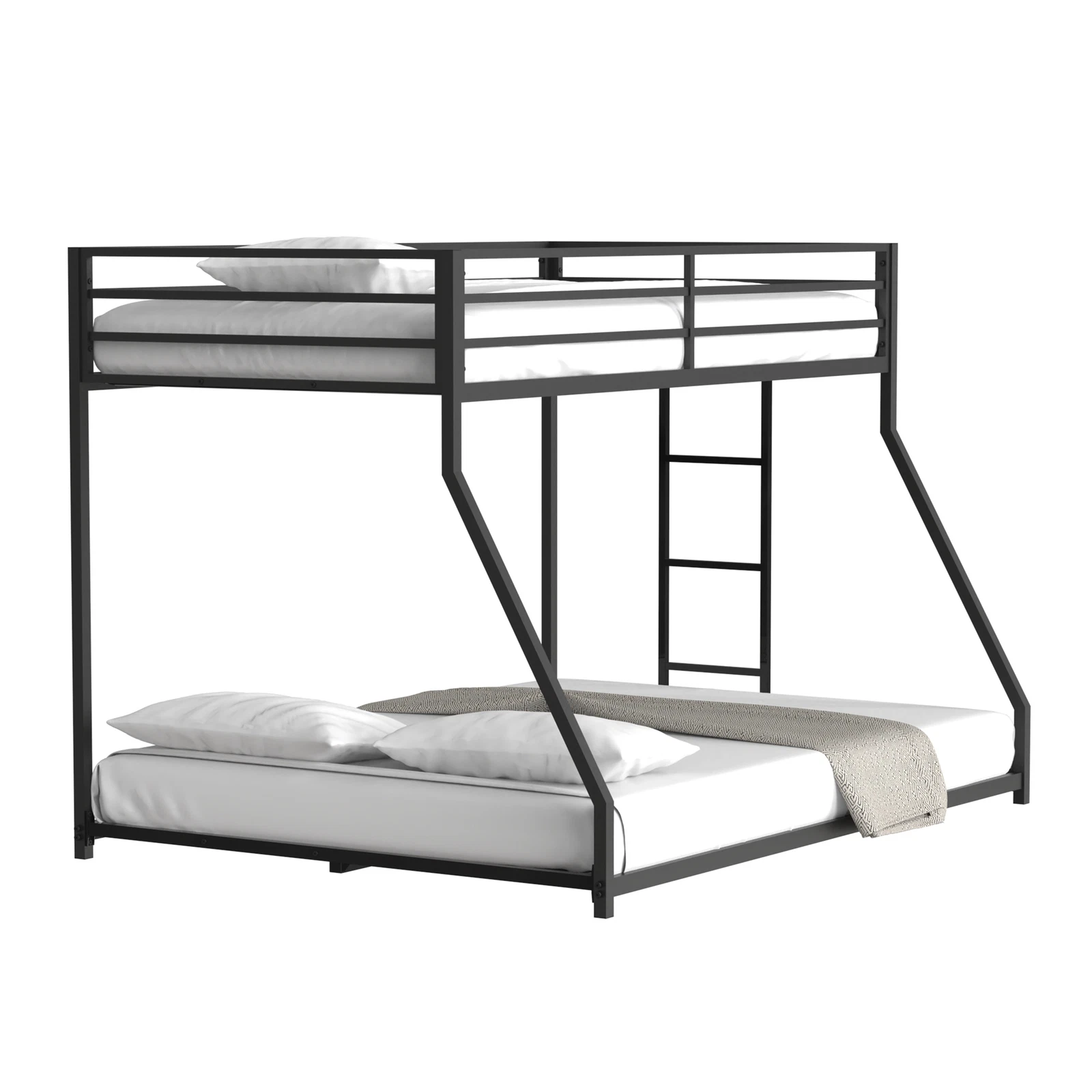 Twin Over Full Low Metal Bunk Bed Frame for Kids A
